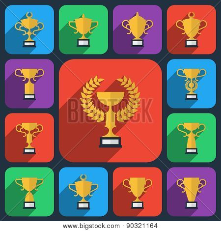 Trophy flat icons