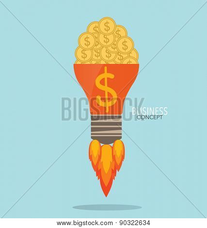 Light bulb with money coins and Money coins on hand. Modern Flat design vector illustration concept.