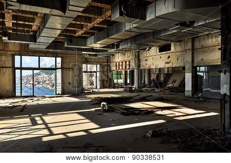 Ruined and abandoned hotel Belvedere in Dubrovnik, Croatia
