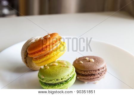 Orange, White, Brown Green Magaroon