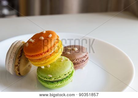 Orange, White, Brown Green Magaroon
