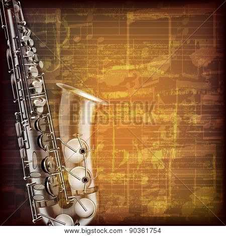 Abstract Grunge Music Background With Saxophone