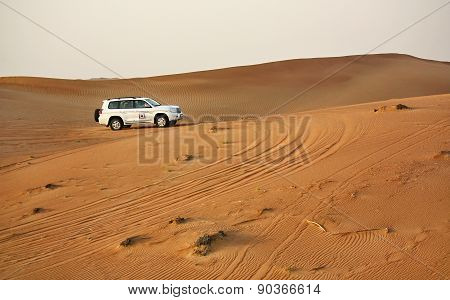 Driving on jeeps on the desert