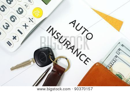 Auto Insurance With Car Key And Money