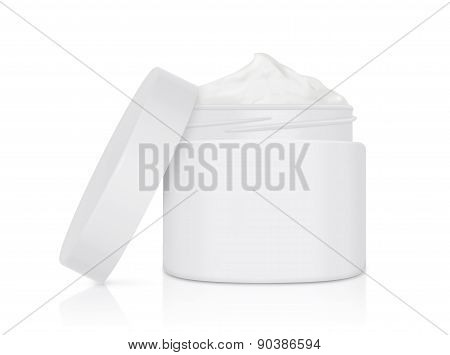 White cream jar open lid mock up