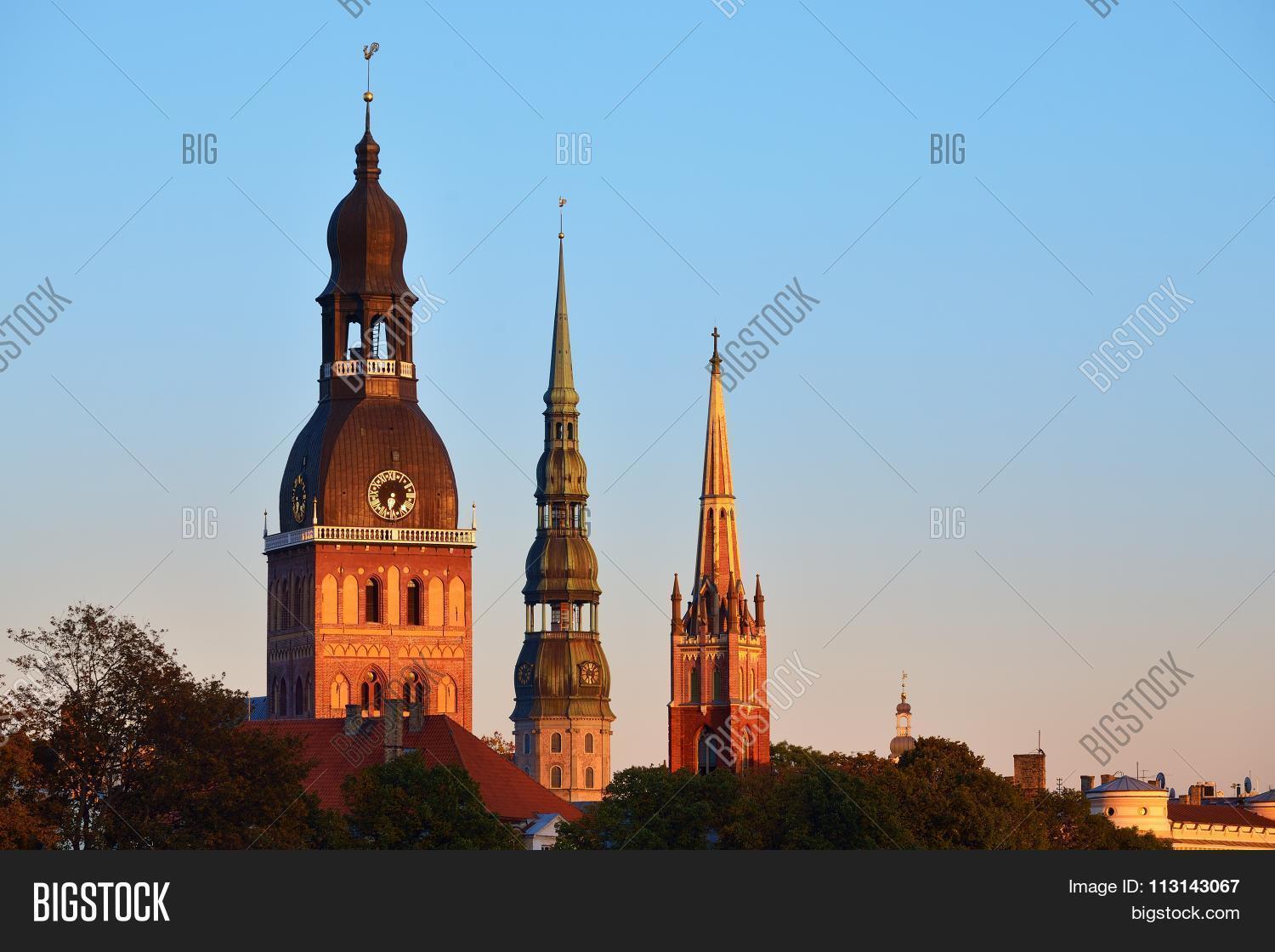 Latvian Church Towers Image & Photo (Free Trial) | Bigstock