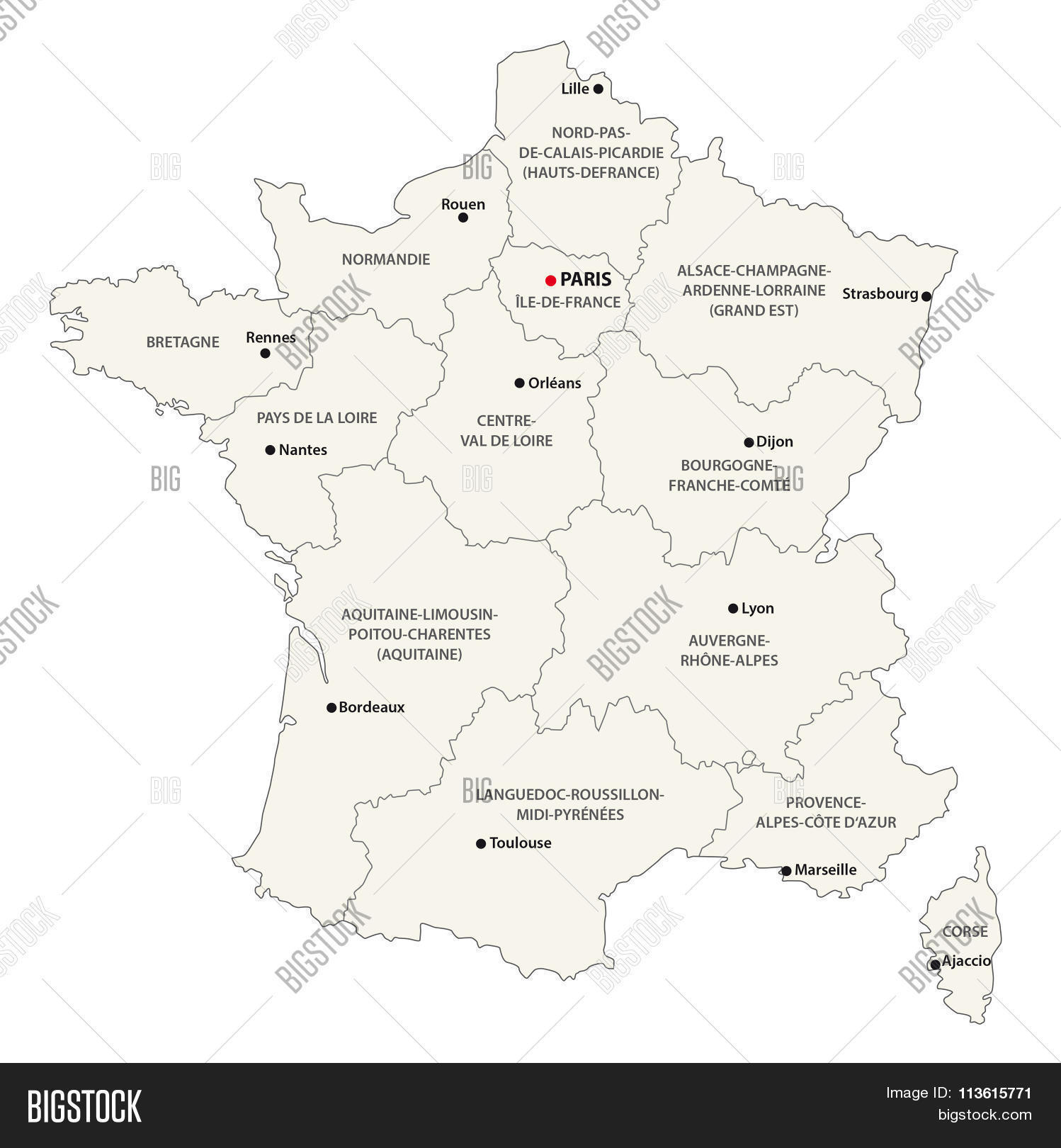 Regions France Map Vector & Photo (Free Trial) Bigstock