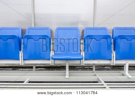 Detail of Reserve chair and staff coach bench in sport stadium