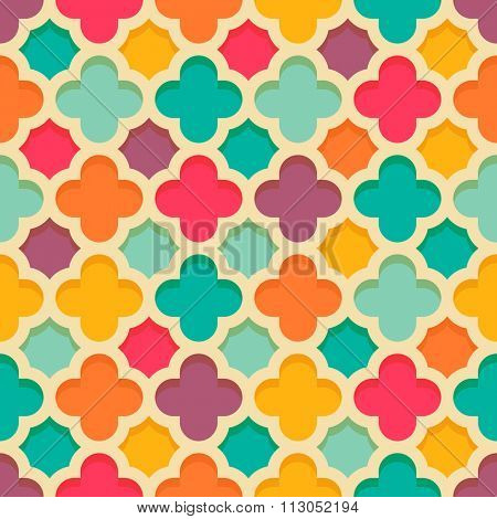 Vintage oriental quatrefoil seamless pattern
