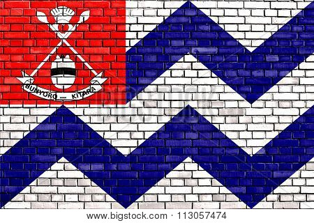 Flag Of Bunyoro Painted On Brick Wall