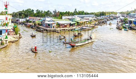 Close down corner floating market in the Hau River
