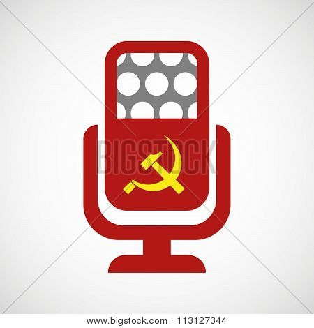 Isolated Microphone Icon With  The Communist Symbol