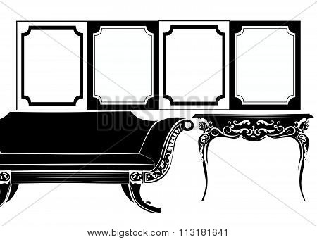 Classic wall frames and furniture