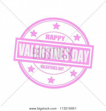 Valentines Day White Stamp Text On Circle On Pink Background And Star
