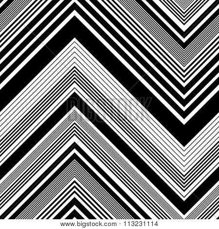 Seamless Zig Zag Pattern. Abstract  Black and White Background. Vector Regular Texture