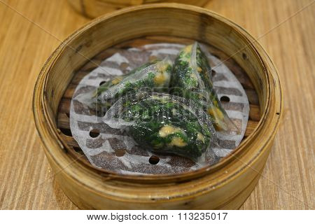 Dimsum In The Steam Basket . Chinese Dimsum Bamboo Steamer
