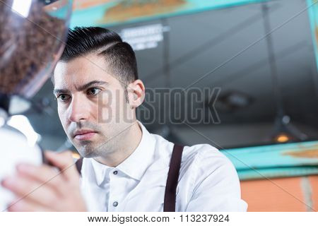 Male Bartender Working
