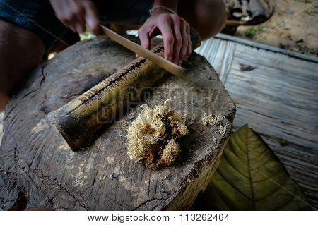 man makes fire