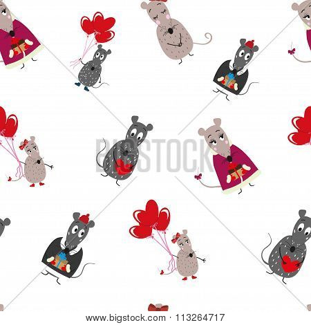 Vector Seamless Pattern With Mice