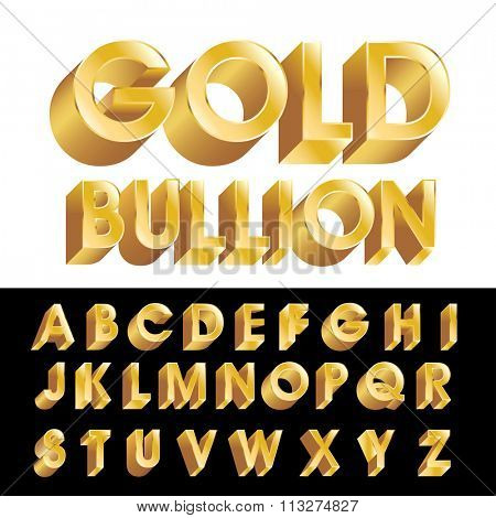 vector golden 3d alphabet