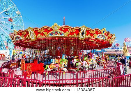 NEW YORK CITY - OCTOBER 11, 2015: Luna Park with unidentified people. Its an amusement park in Coney Island opened on May 29, 2010 at the former site of Astroland, named after original park from 1903