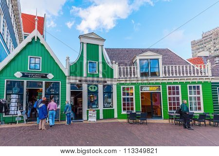 ZAANDAM, NETHERLANDS - SEPTEMBER 02, 2015: unique buildings in Zaandam with unidentified people. This buildings beside the Inntel Hotels are designed by WAM architects.