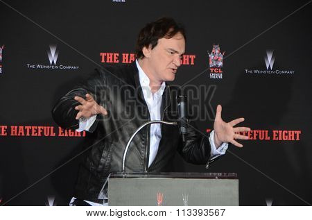 LOS ANGELES - JAN 5:  Quentin Tarantino at the Quentin Tarantino Hand & Footprints Ceremony at the TCL Chinese Theater IMAX on January 5, 2016 in Los Angeles, CA