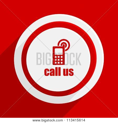 call us red flat design modern vector icon for web and mobile app