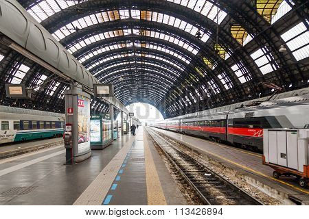 MILAN, ITALY - FEBRUARY 20: view of the Milan main station on February 20, 2014 in Milan. It is a terminal station and one of the most important stations in the European public transport network