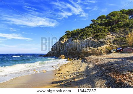 Elba Island, Portoferraio Sansone Sorgente Beach Coast. Tuscany, Italy.