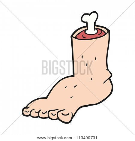 freehand drawn cartoon severed foot