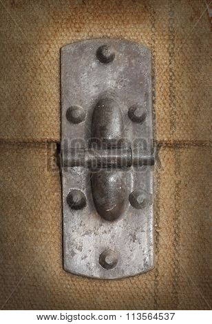 Old Canvas Trunk Hinge Close Up