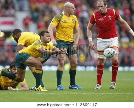 TWICKENHAM, ENGLAND - OCTOBER 10 2015:  during the 2015 Rugby World Cup Pool A match between Australia and Wales at Twickenham Stadium on October 10, 2015 in London, United Kingdom.