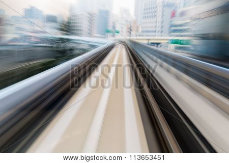 Motion blurred monorail moving