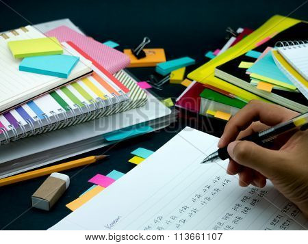 Learning New Language Writing Words Many Times On The Notebook; Korean