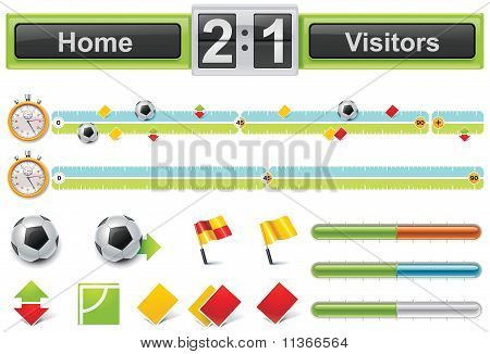 Vector soccer match timeline avec tableau de bord