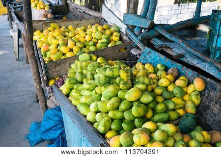 Open air fruit market in the village, Bani, Dominican Republic
