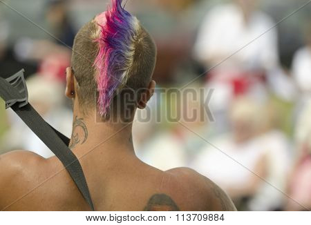 Man with a Mohawk hairstyle