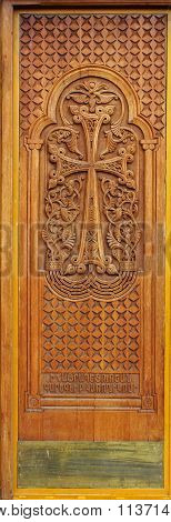 Cross on church wooden door