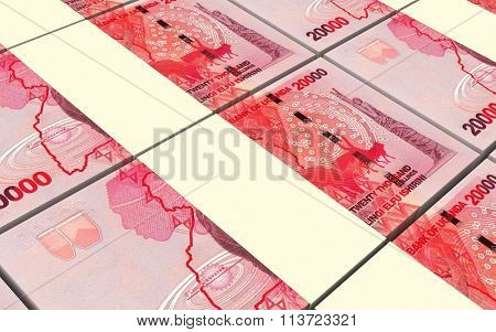 Ugandan shillings bills stacks background. Computer generated 3D photo rendering.