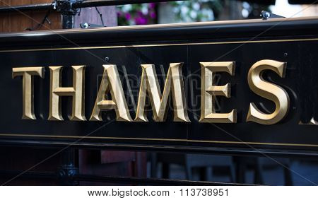 Thames  golden sign, London