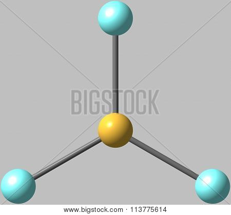 Boron trifluoride molecular structure isolated on grey