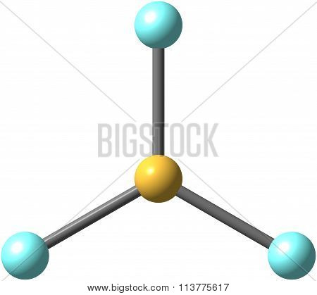 Boron trifluoride molecular structure isolated on white