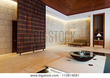 Sink in Modern Spa Center Interior