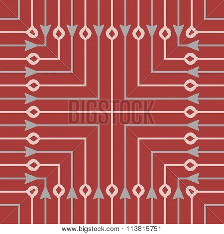 Seamless abstract line pattern on red background