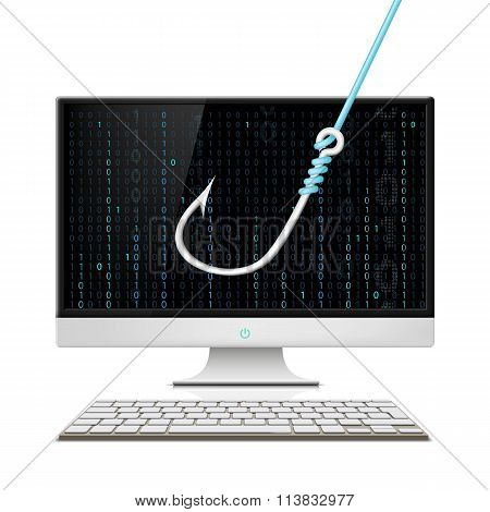 Monitor With Fishing Hook.