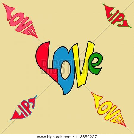 lettering lips shapes. vector illustration. Icons for valentine's day.