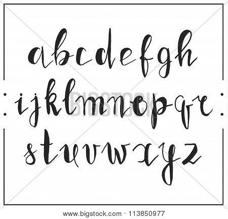 Handwritten calligraphic font alphabet written by a marker