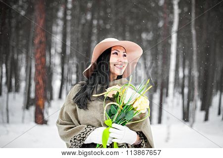 Winter portrait of a young woman