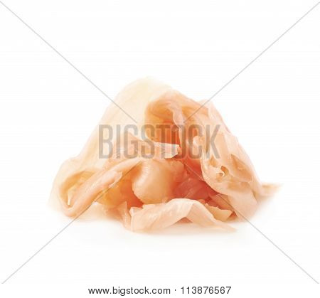 Pile of pickled ginger isolated